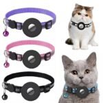 Reflective Waterproof Nylon Collar with Airtag Holder – Protective Case for Cats & Dogs